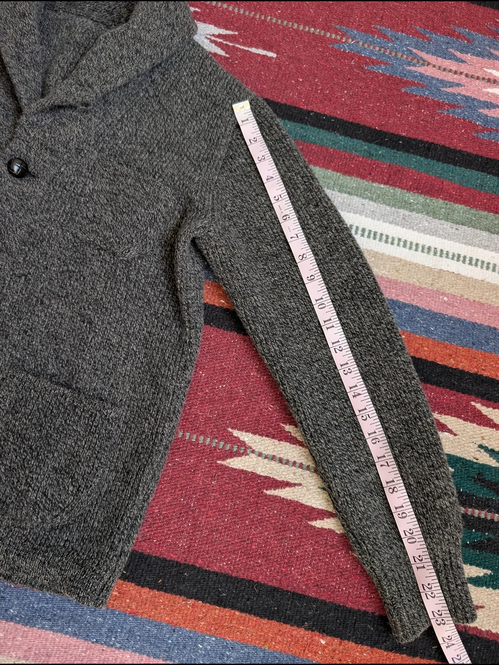 J Crew Sweater Men Gray Lambswool Shawl Collar Cardigan Chunky Knit
